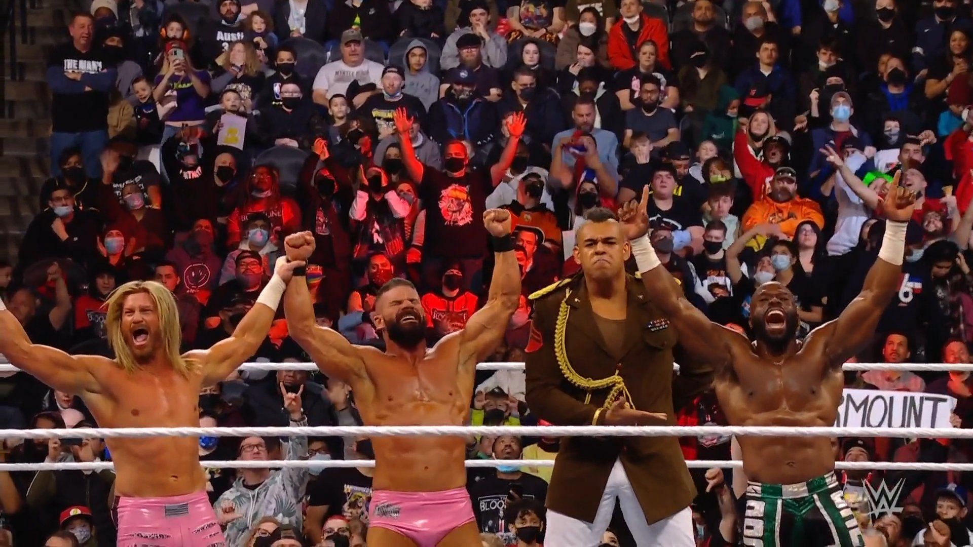 Commander Azeez with Apollo Crews, Dolph Ziggler and Robert Roode